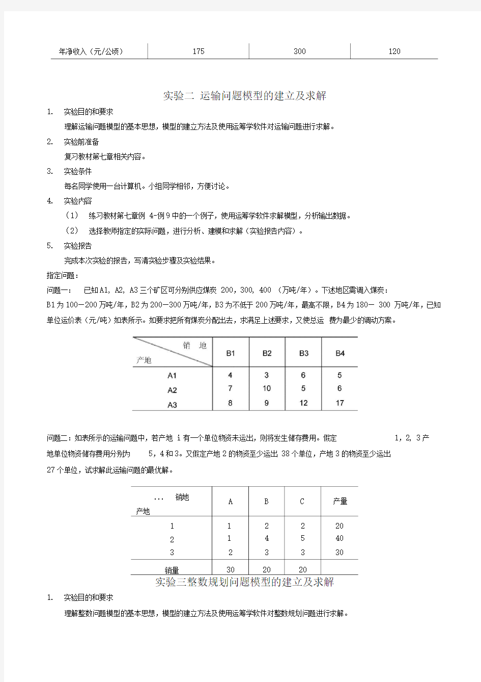 运筹学课程实验指导书09级