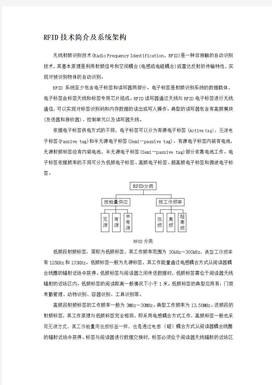 RFID技术简介及系统架构