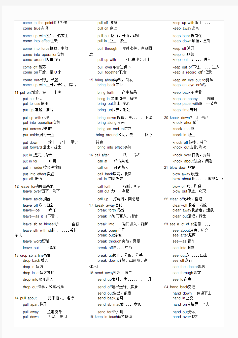 高考考纲短语最最新版