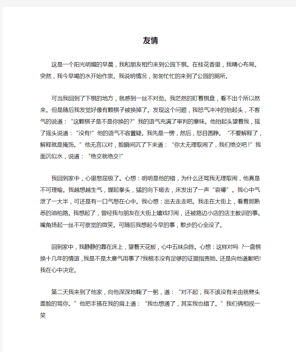 以《友情》为话题的初三满分作文3篇