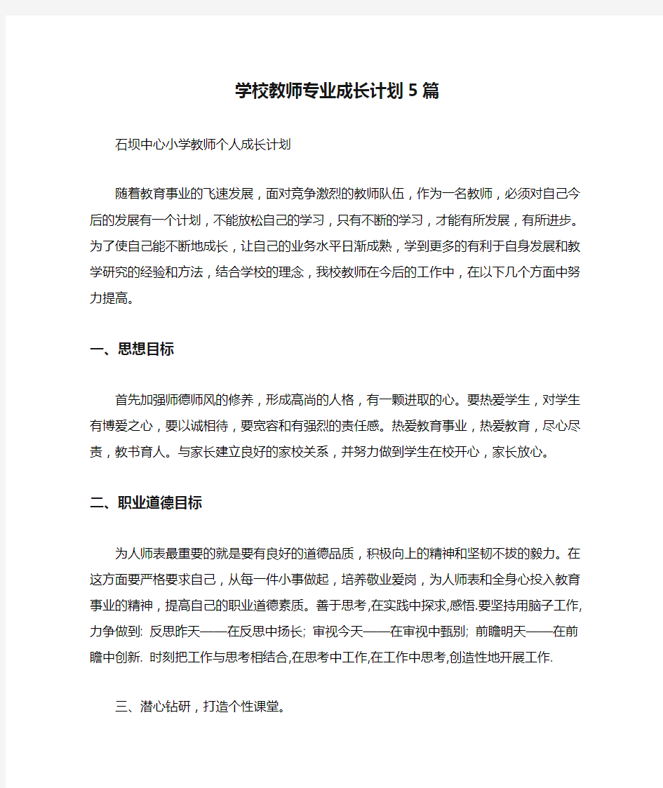 学校教师专业成长计划5篇