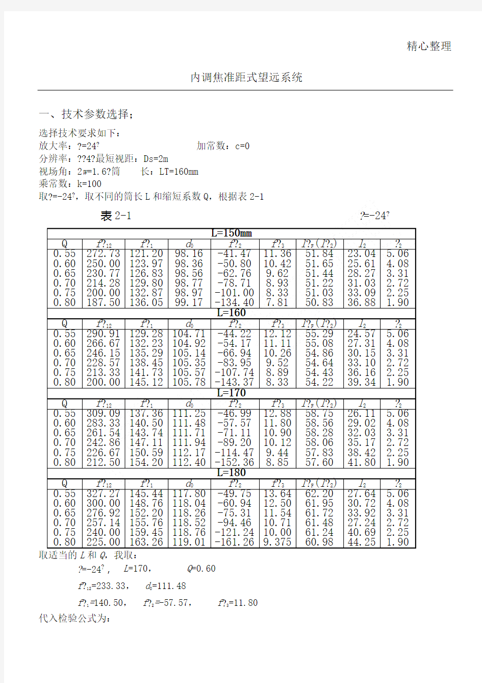 望远镜系统光学设计