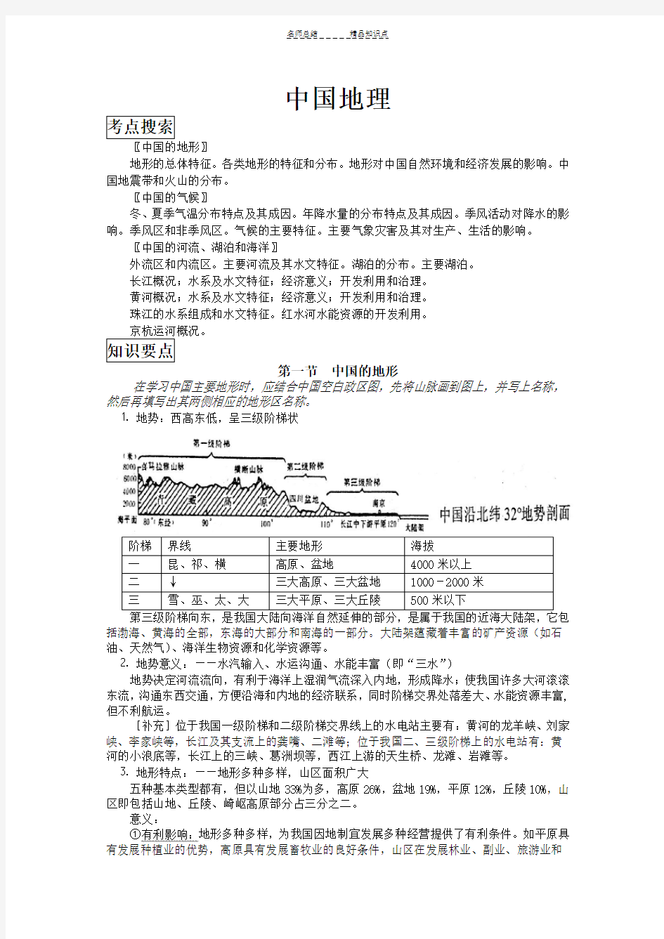 高考中国地理知识点总结