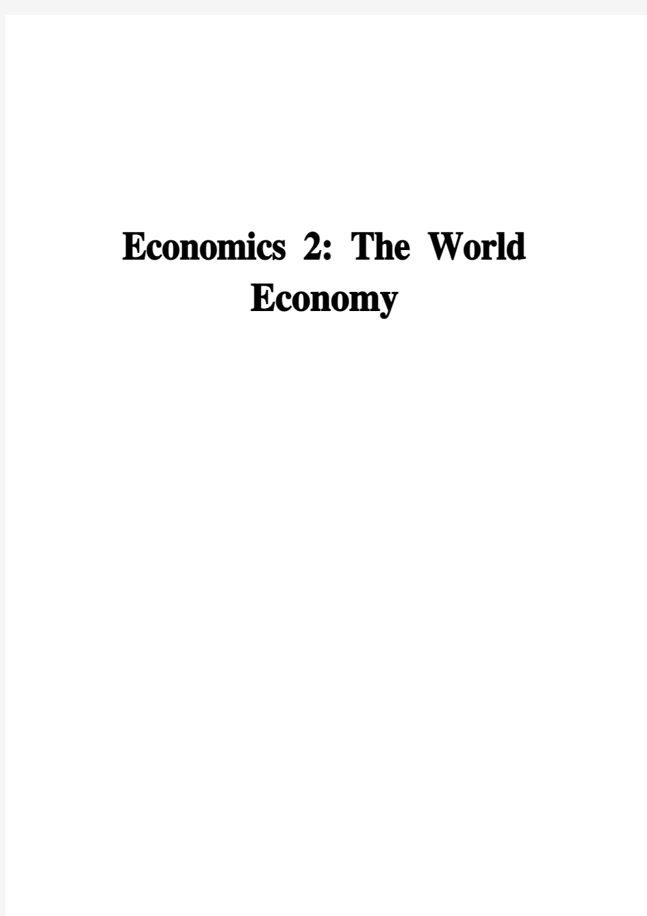 hnd-economicsthe-world-economy世界经济学报告