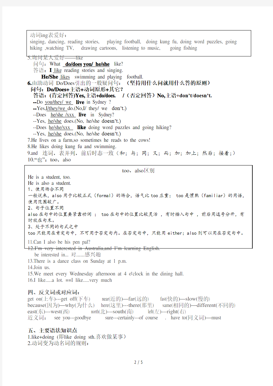 PEP六年级上册英语第4单元知识点