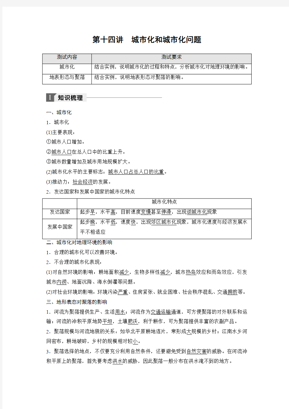 第14讲 城市化和城市化问题
