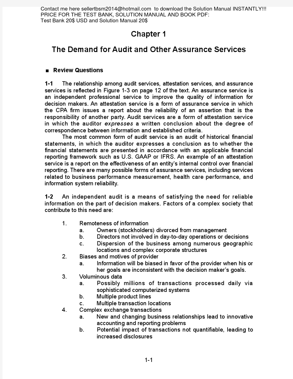 Auditing and Assurance Services 15e Chapter 1 SM