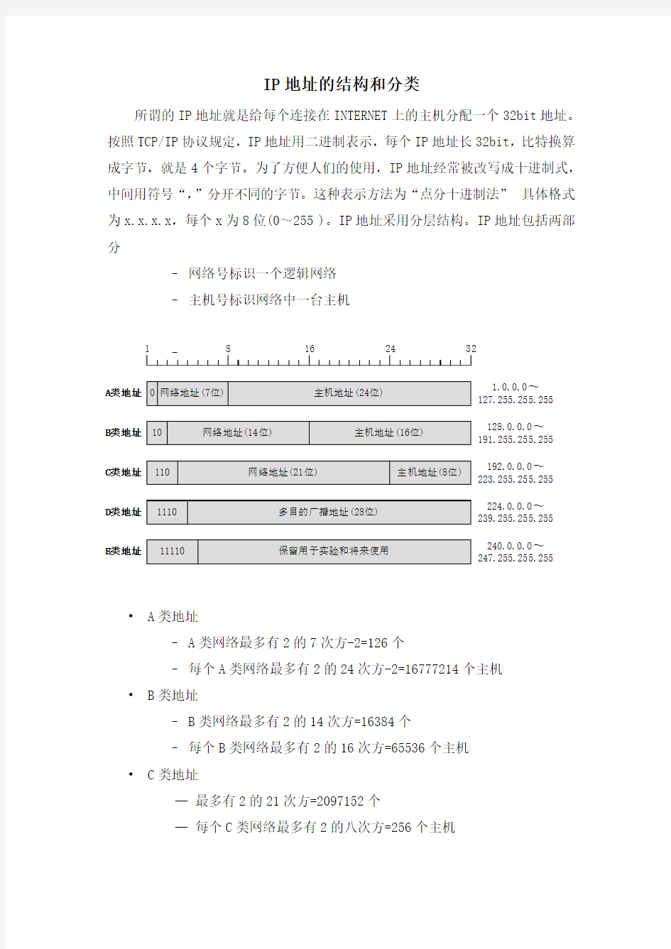 ip地址的结构和分类