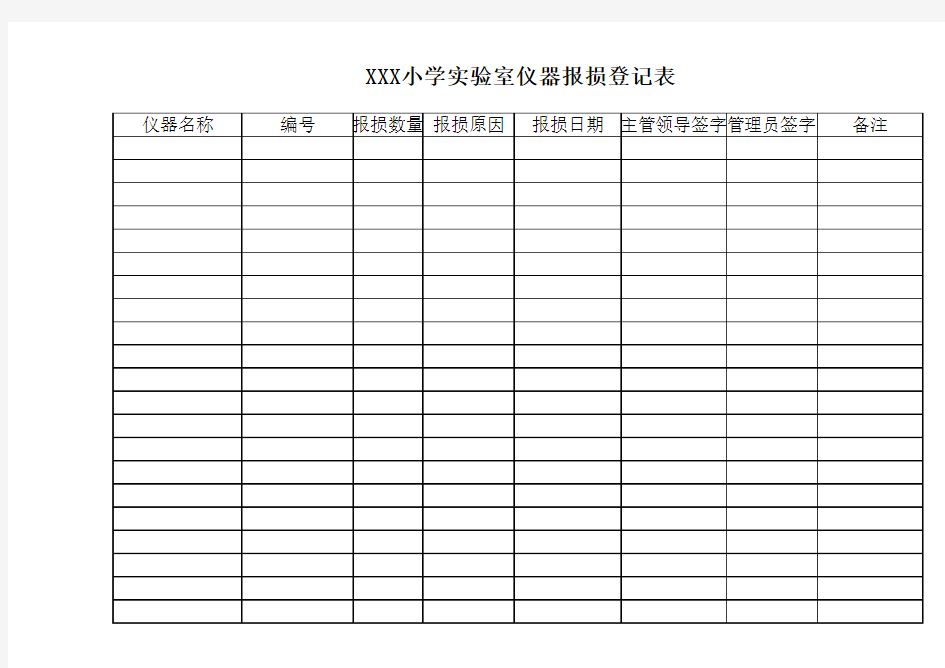 小学实验室仪器报损登记表