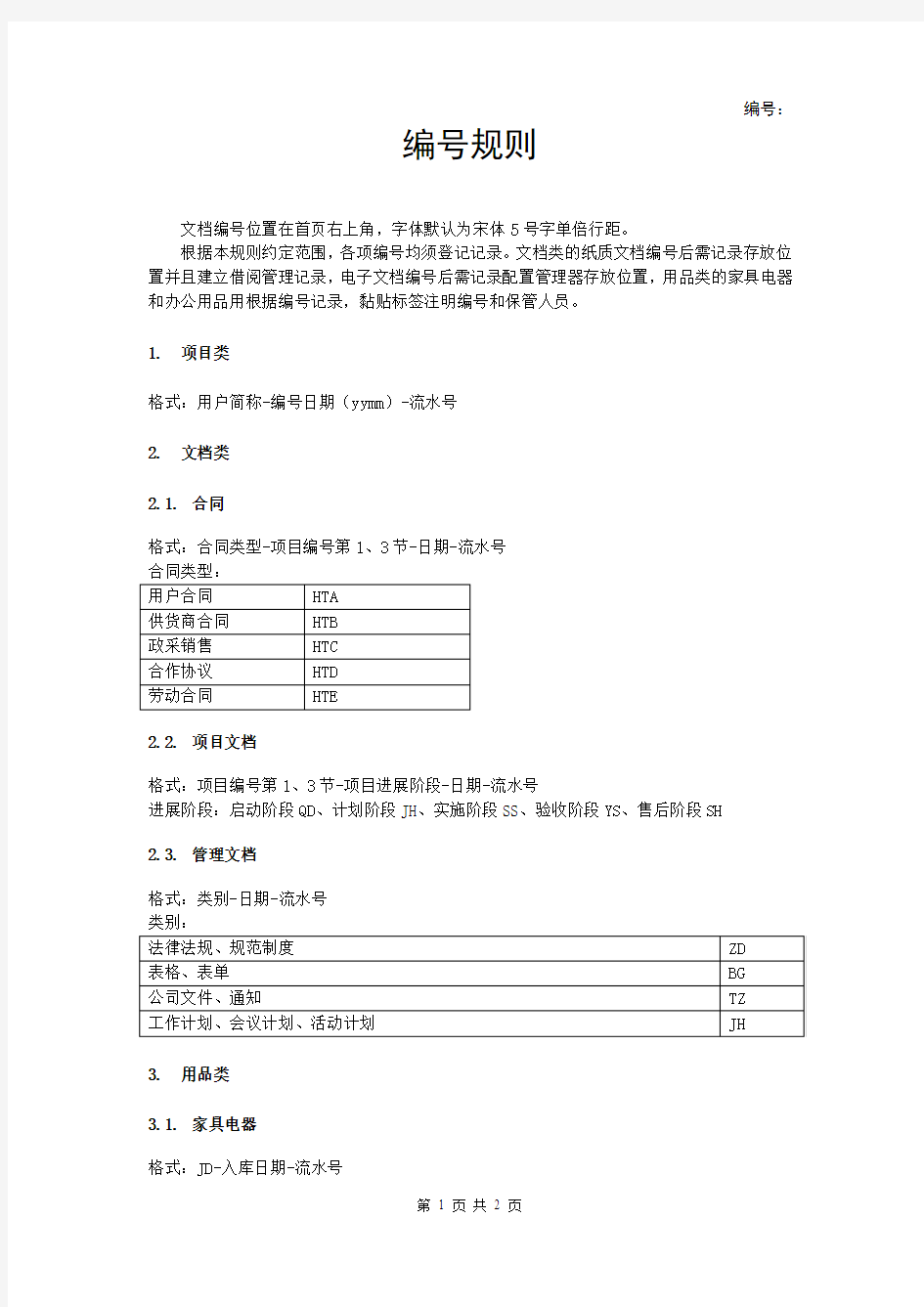 文档编号规则