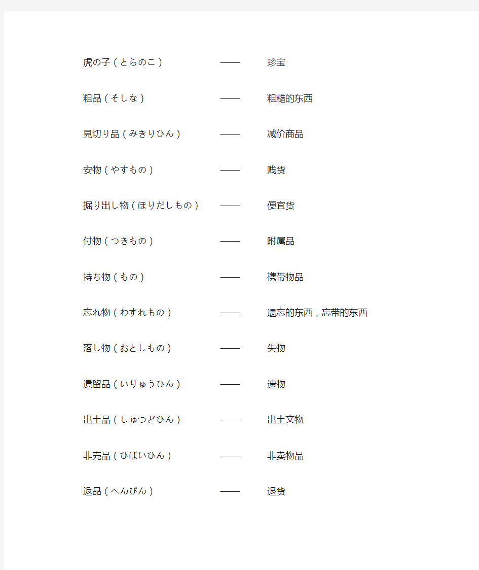 日语生活类常用单词