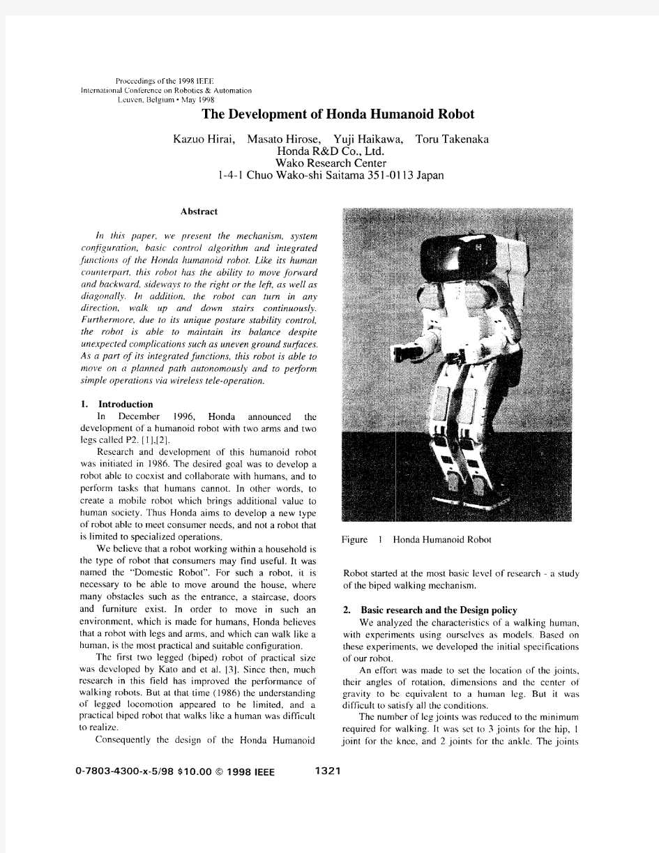 The development of Honda humanoid robot