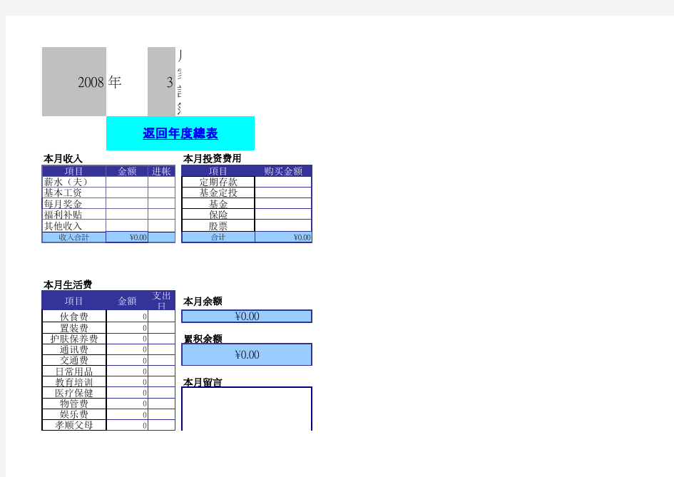 家庭每日开销记录表