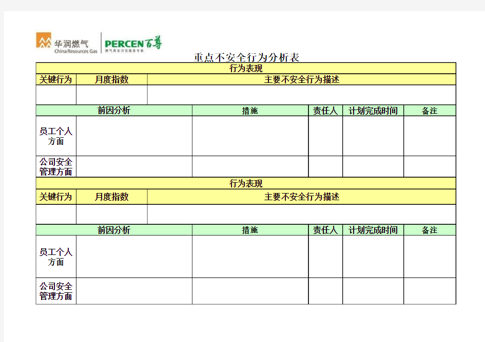 每月行为观察表空表