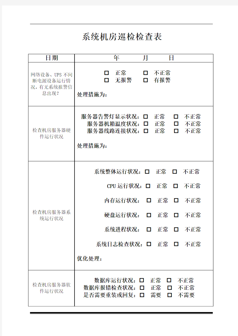 IT设备机房巡检表V1