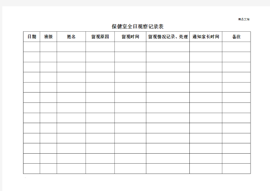 保健室全日观察记录表