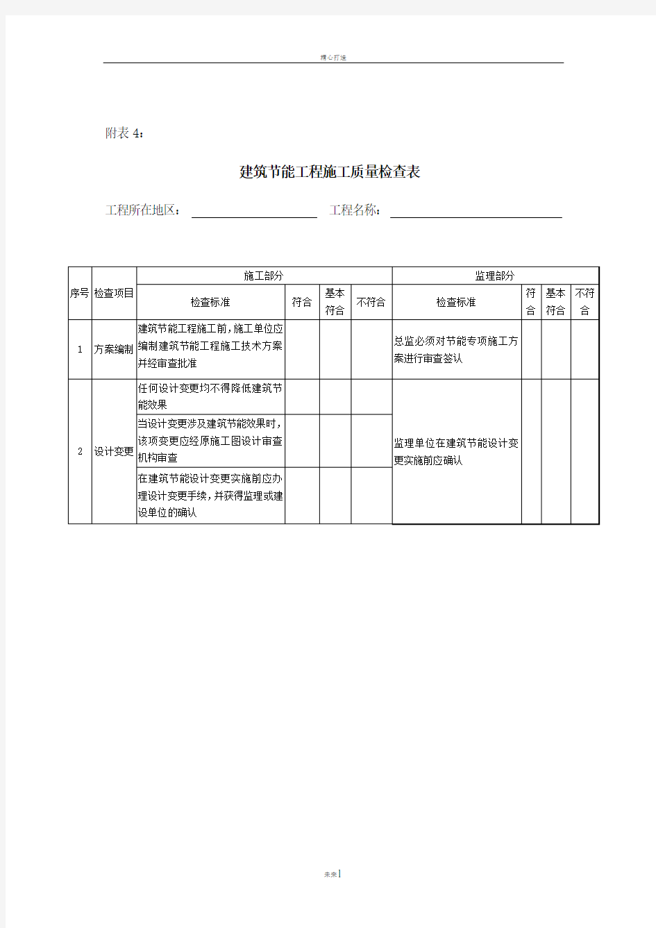 建筑节能工程施工质量检查表