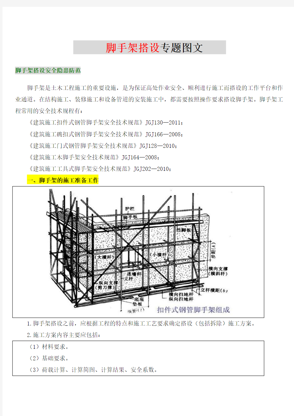 二建建筑脚手架搭设专题图文