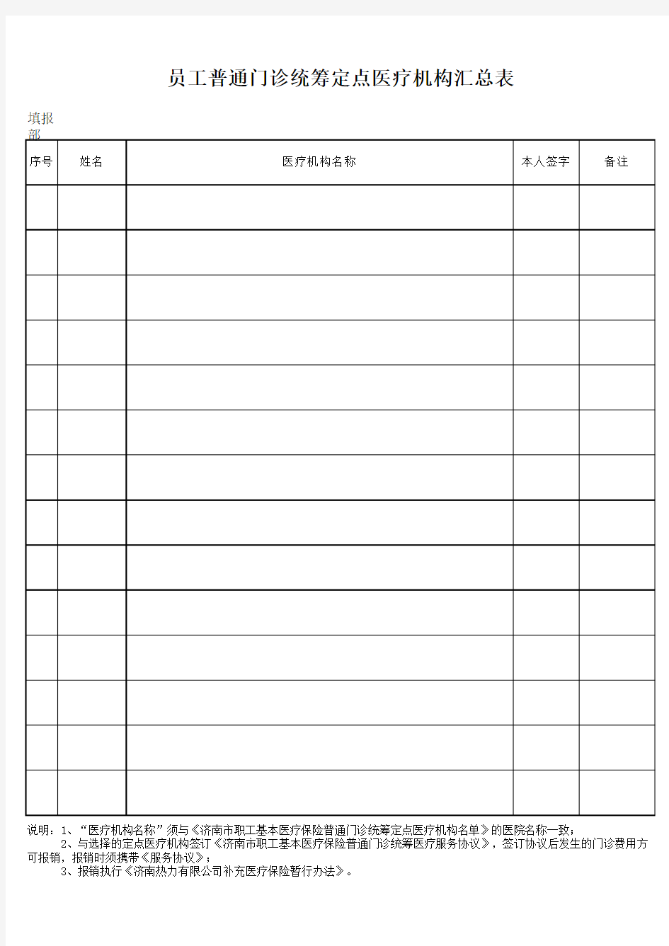 2017年员工普通门诊统筹定点医疗机构汇总表 (1)