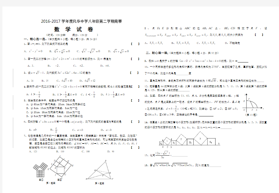 2017八下数学竞赛试题及答案(沪科版)