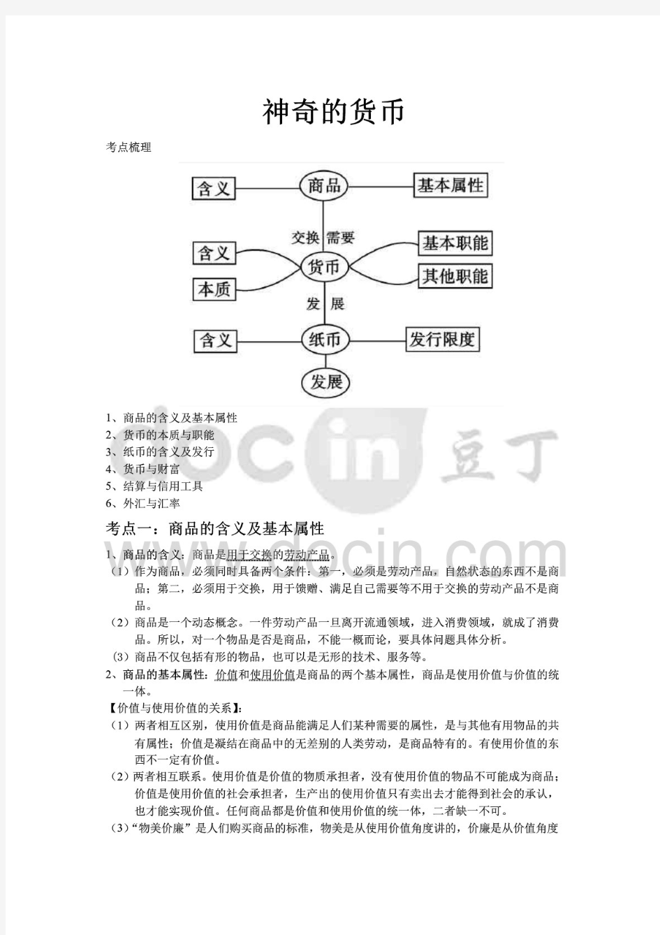 高中政治必修一第一章知识总结