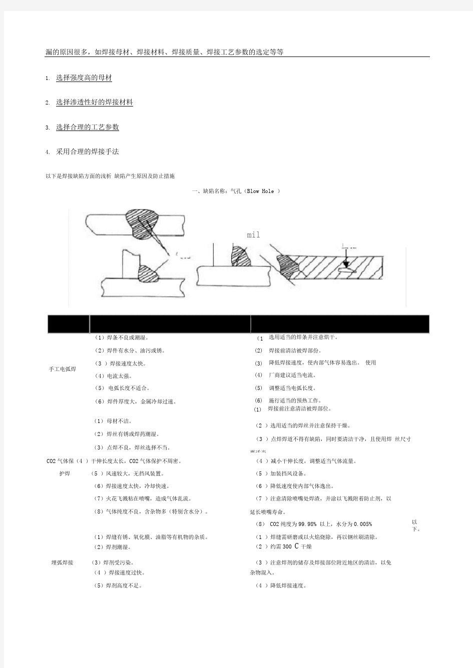 焊接缺陷产生原因及处理办法