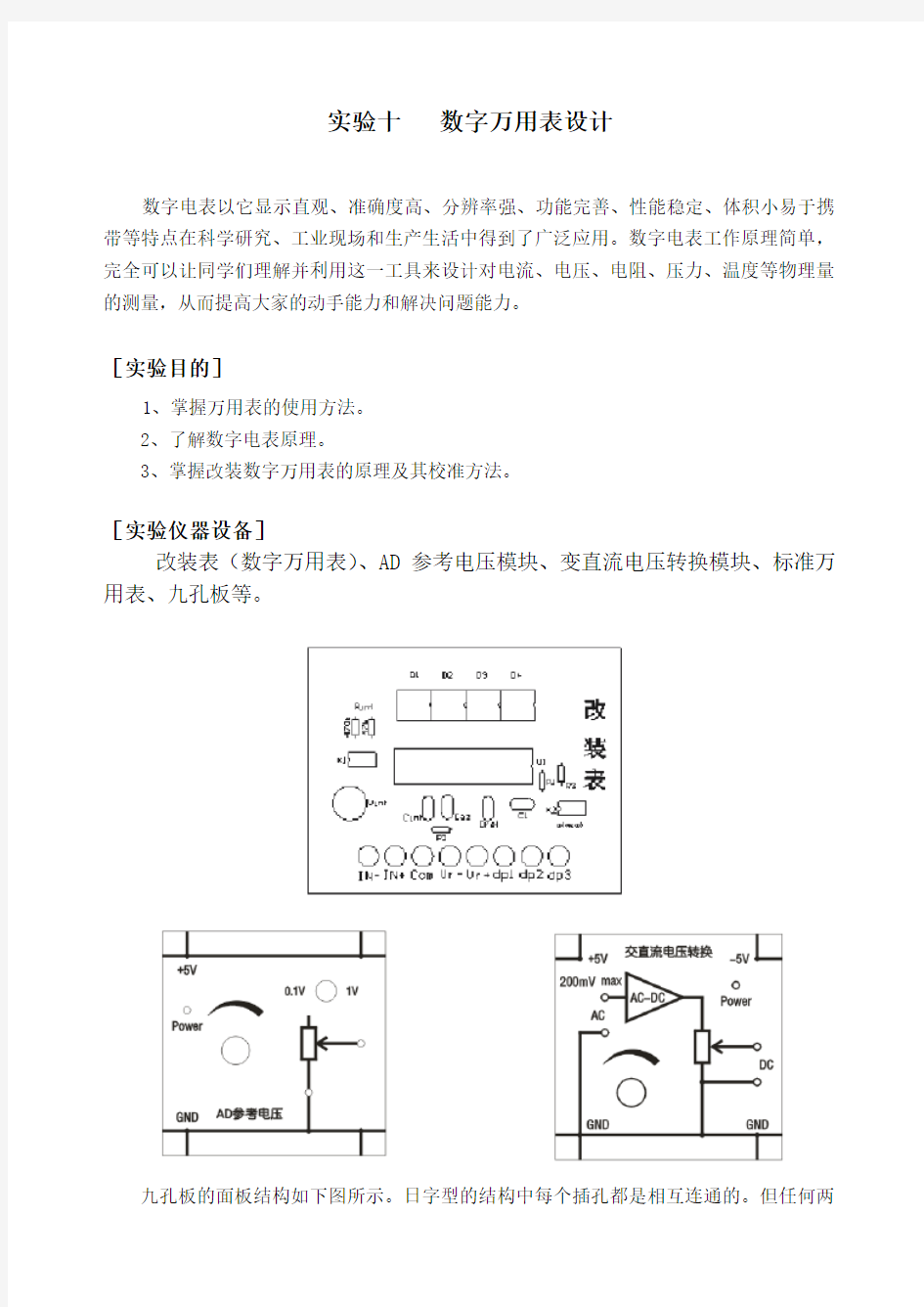 数字电表原理及万用表设计