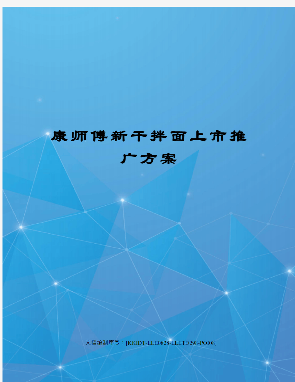 康师傅新干拌面上市推广方案