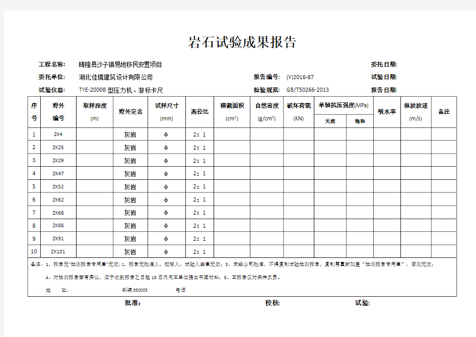 岩石实验报告