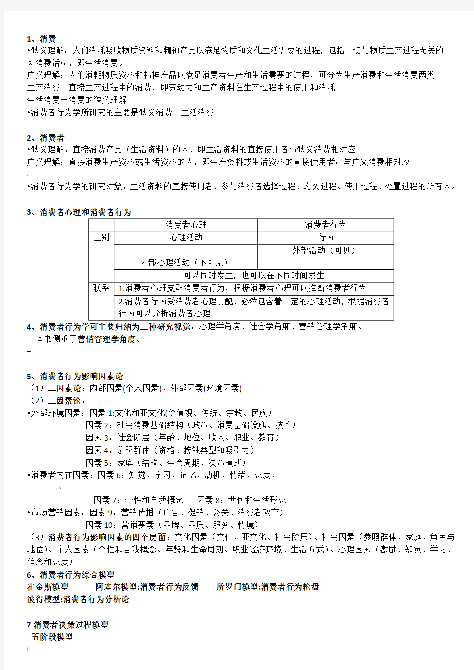 卢泰宏-消费者行为学复习资料