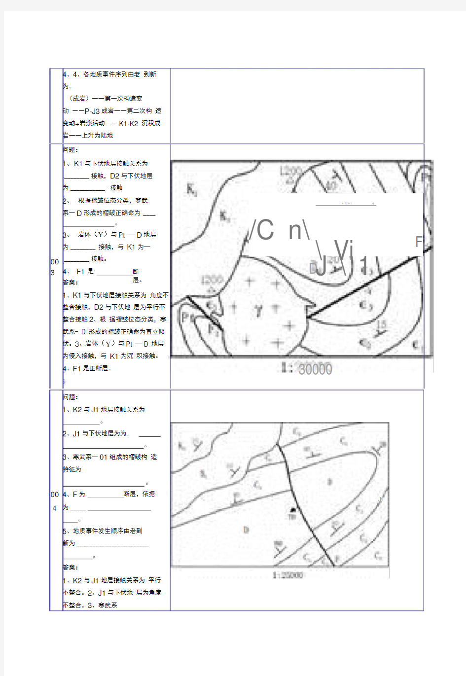 构造地质学综合作图考试题123