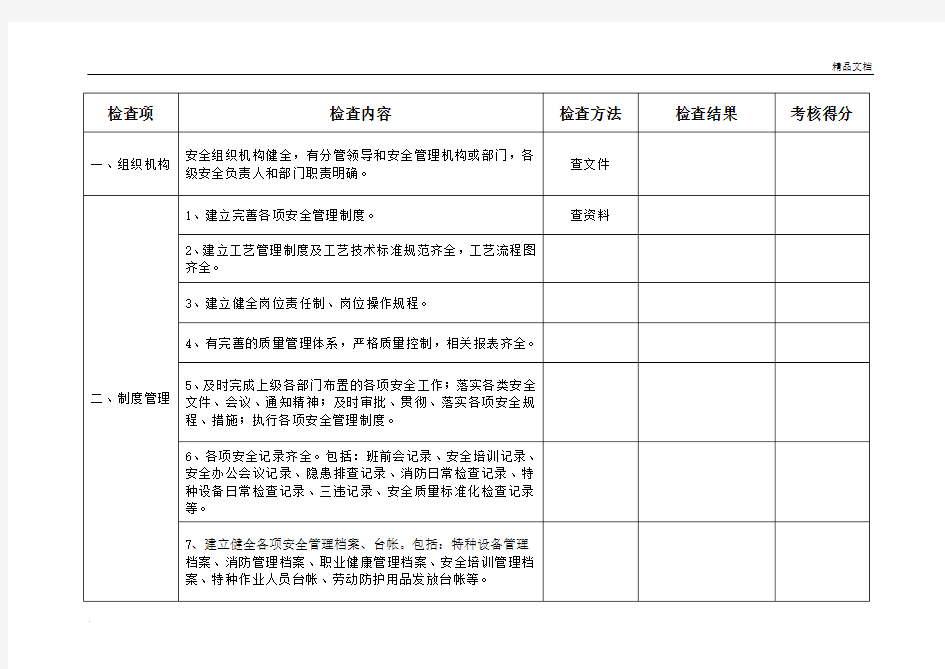 安全生产质量标准化标准