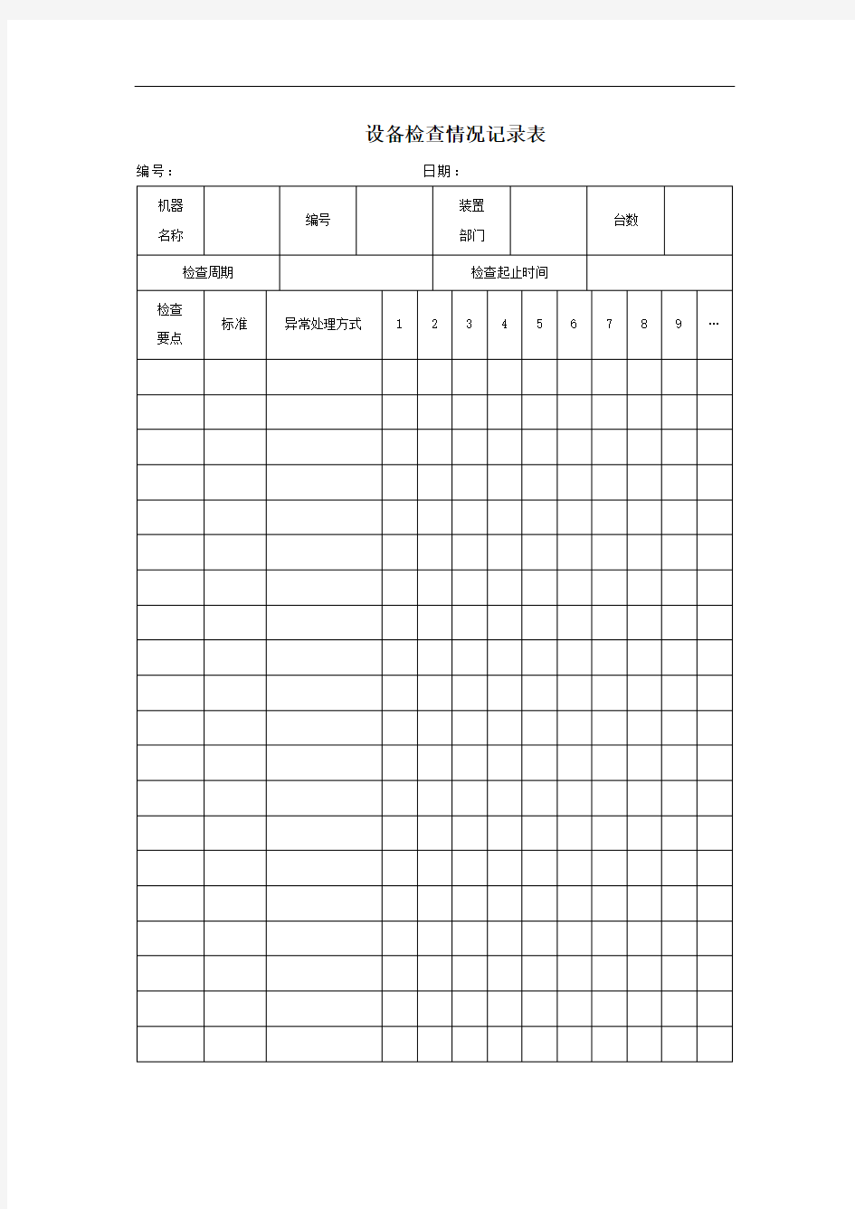 设备检查情况记录表