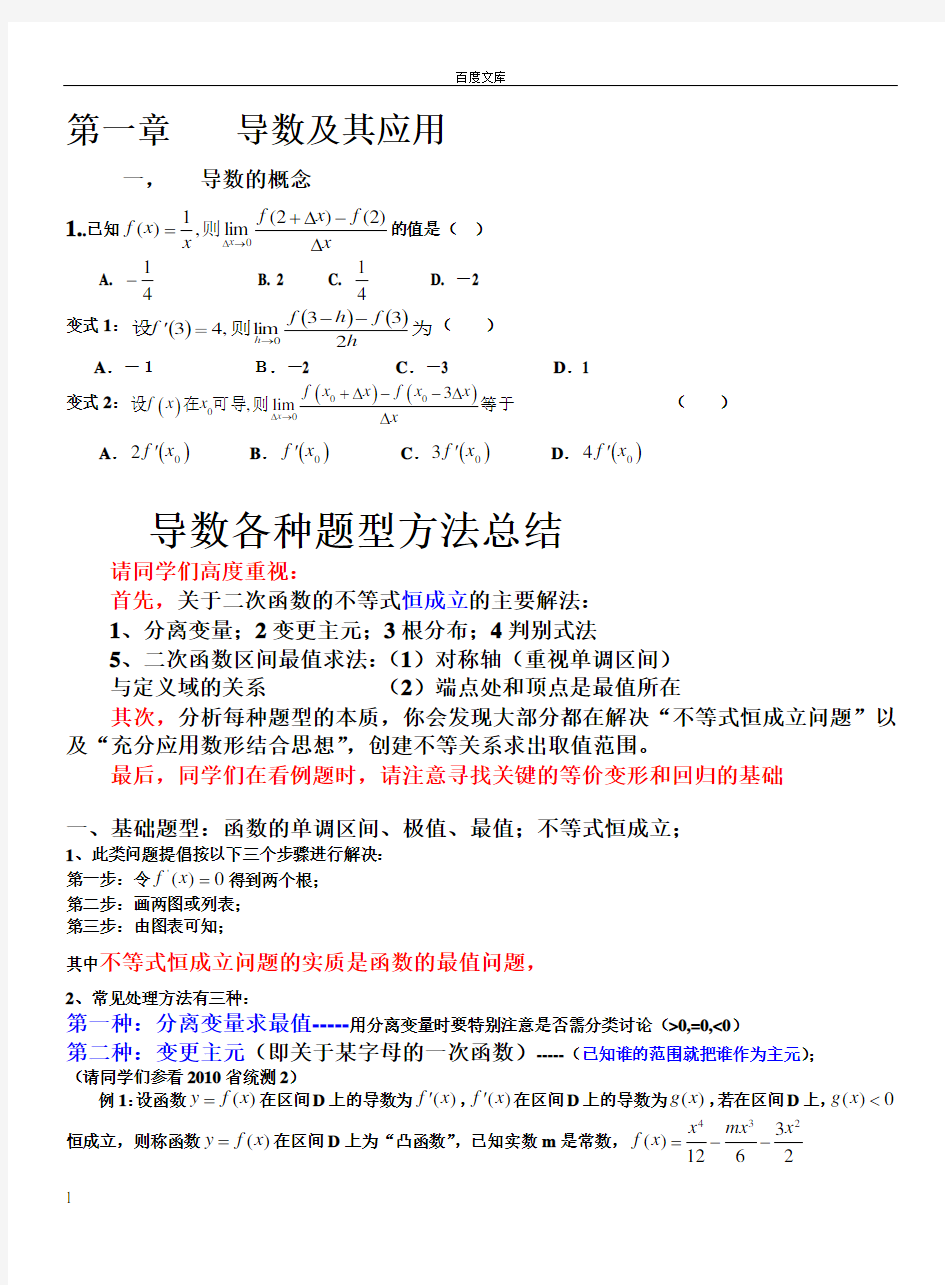 导数各类题型方法总结()