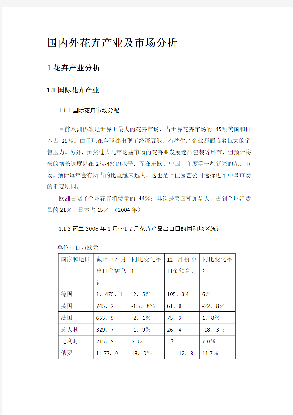 国内外花卉产业及市场分析