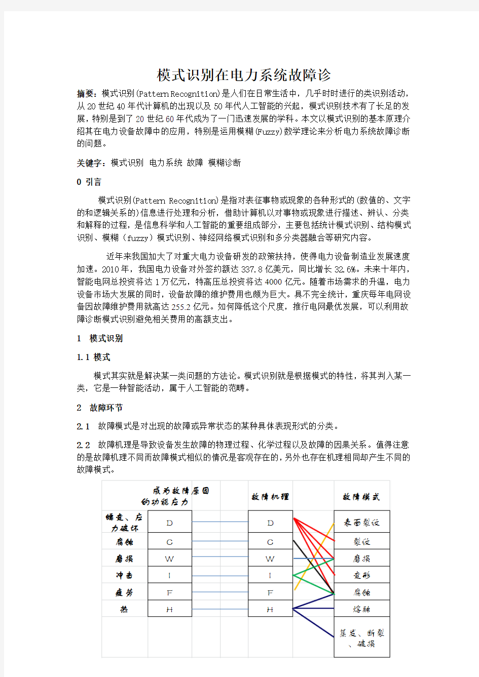 模式识别在电力系统故障诊断中的应用