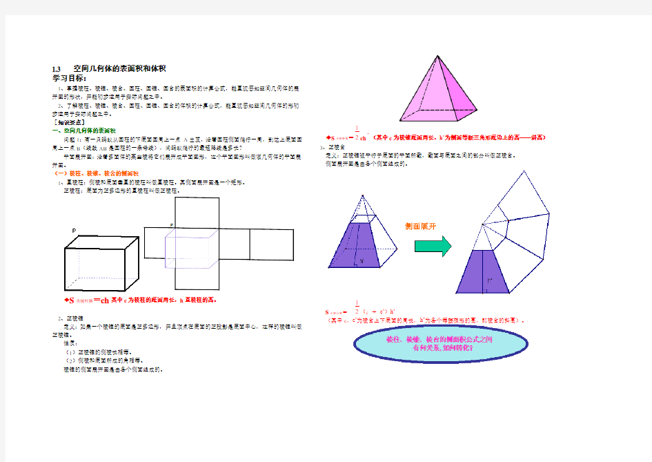 空间几何体的表面积和体积