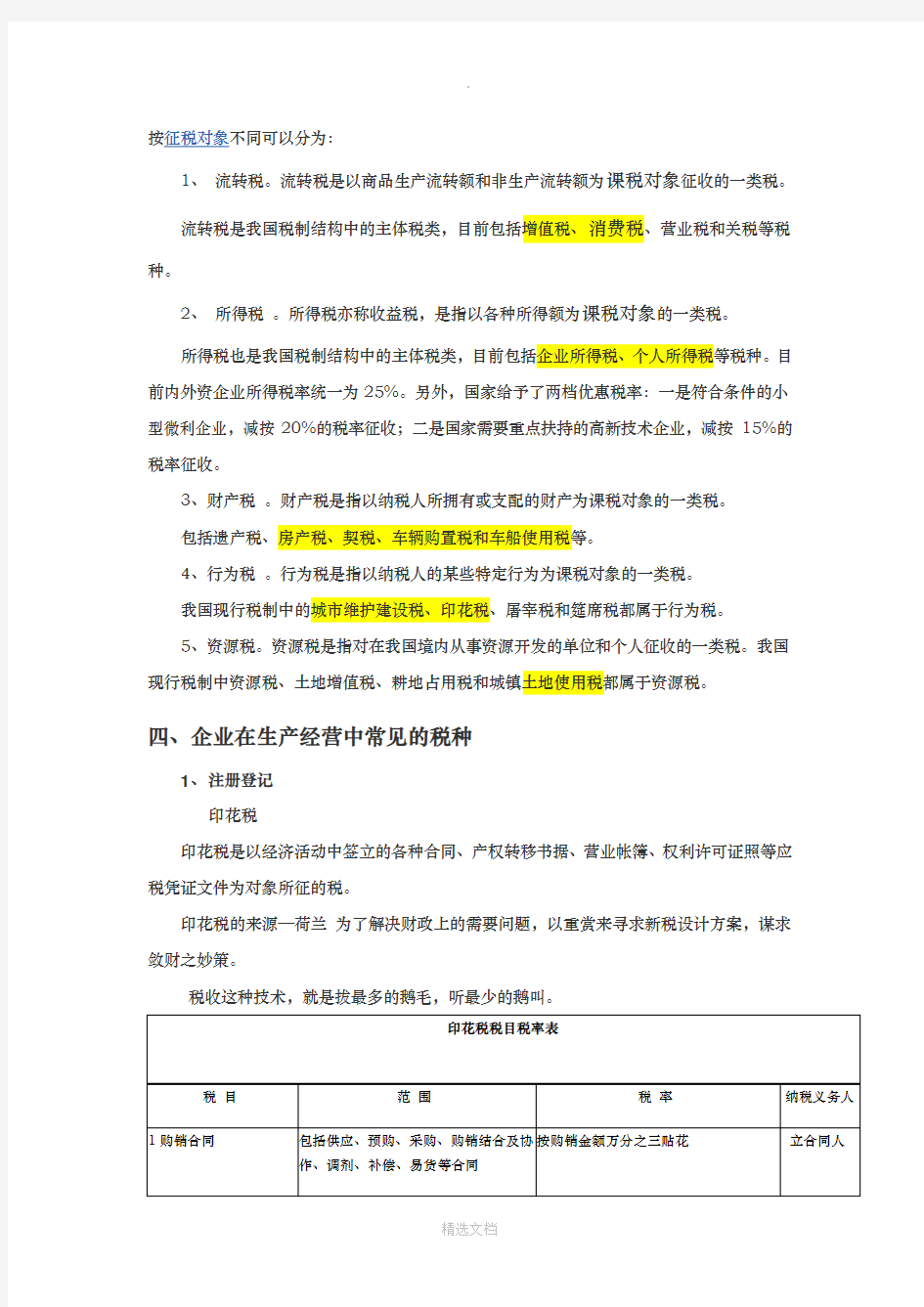 税收基础知识培训资料