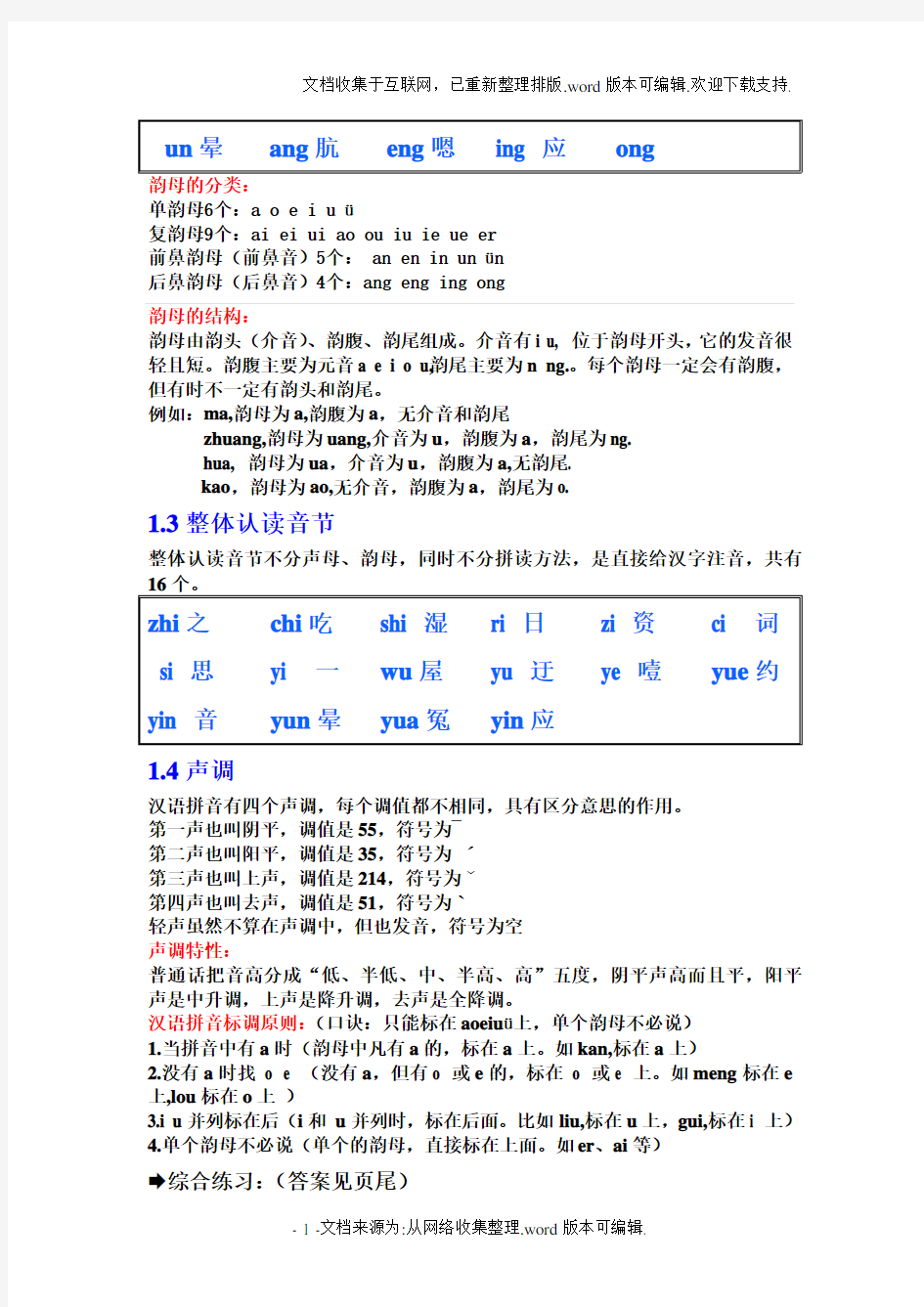 汉语拼音学习大全---完整版