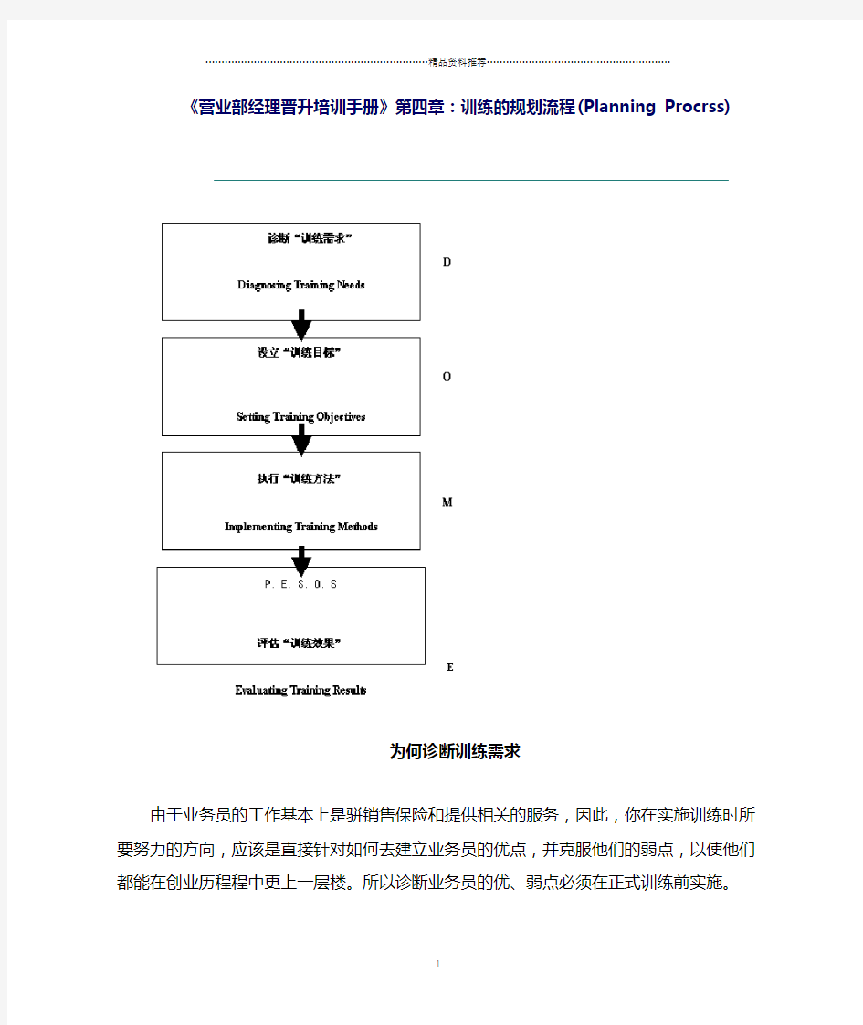 营业部经理晋升培训手册：训练的规划流程