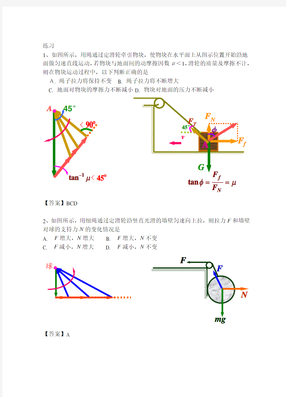 准静态问题的力三角形判断法(保定一中自主招生培训1)