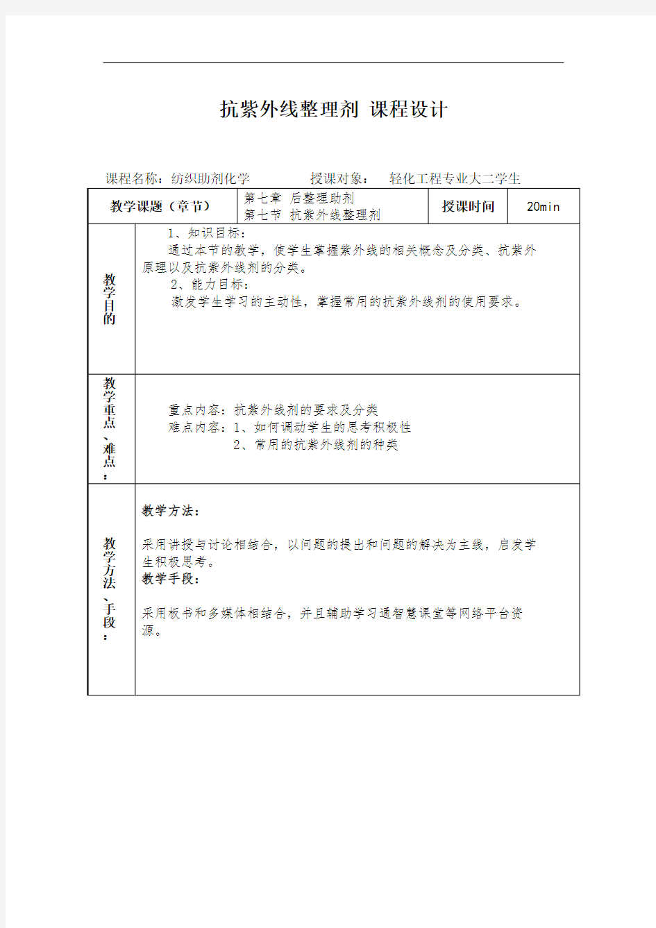 抗紫外线整理剂