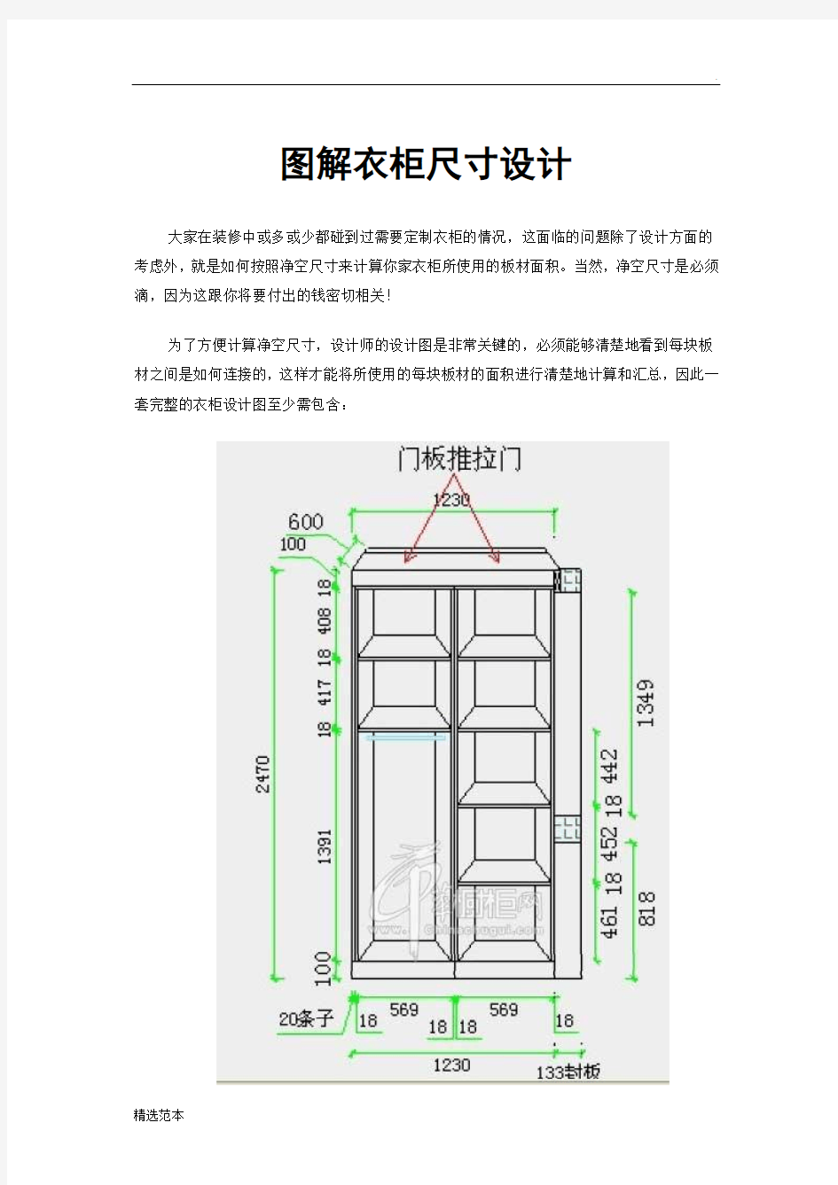 图解衣柜尺寸设计