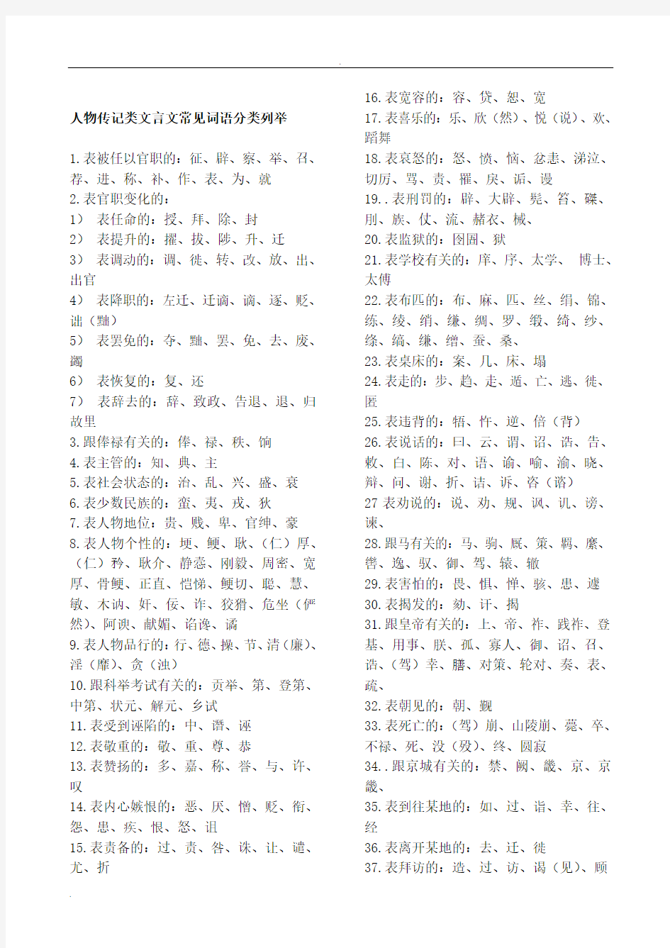 文言文常见词语分类列举