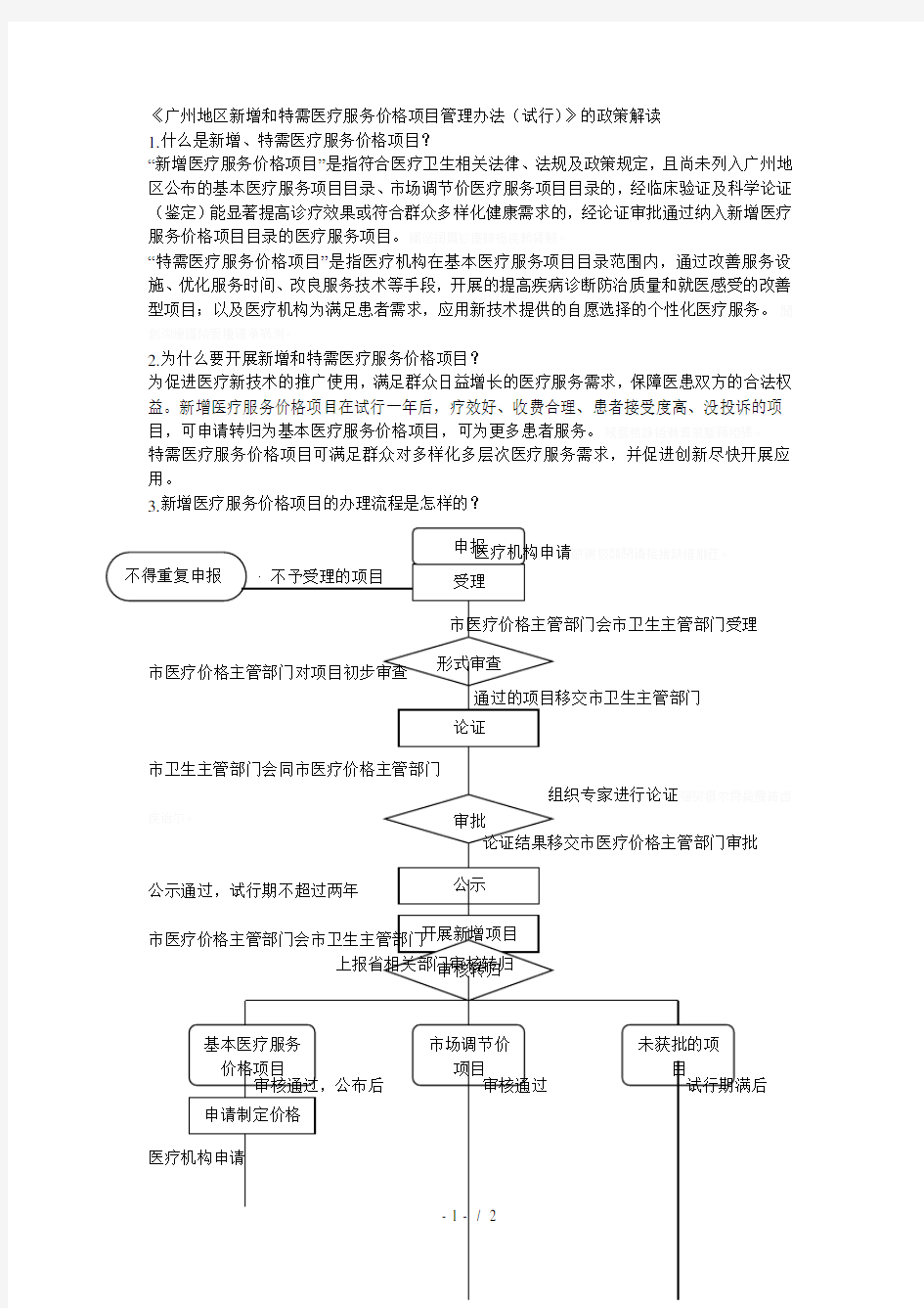 《广州地区新增和特需医疗服务价格项目管理办法(试行)》