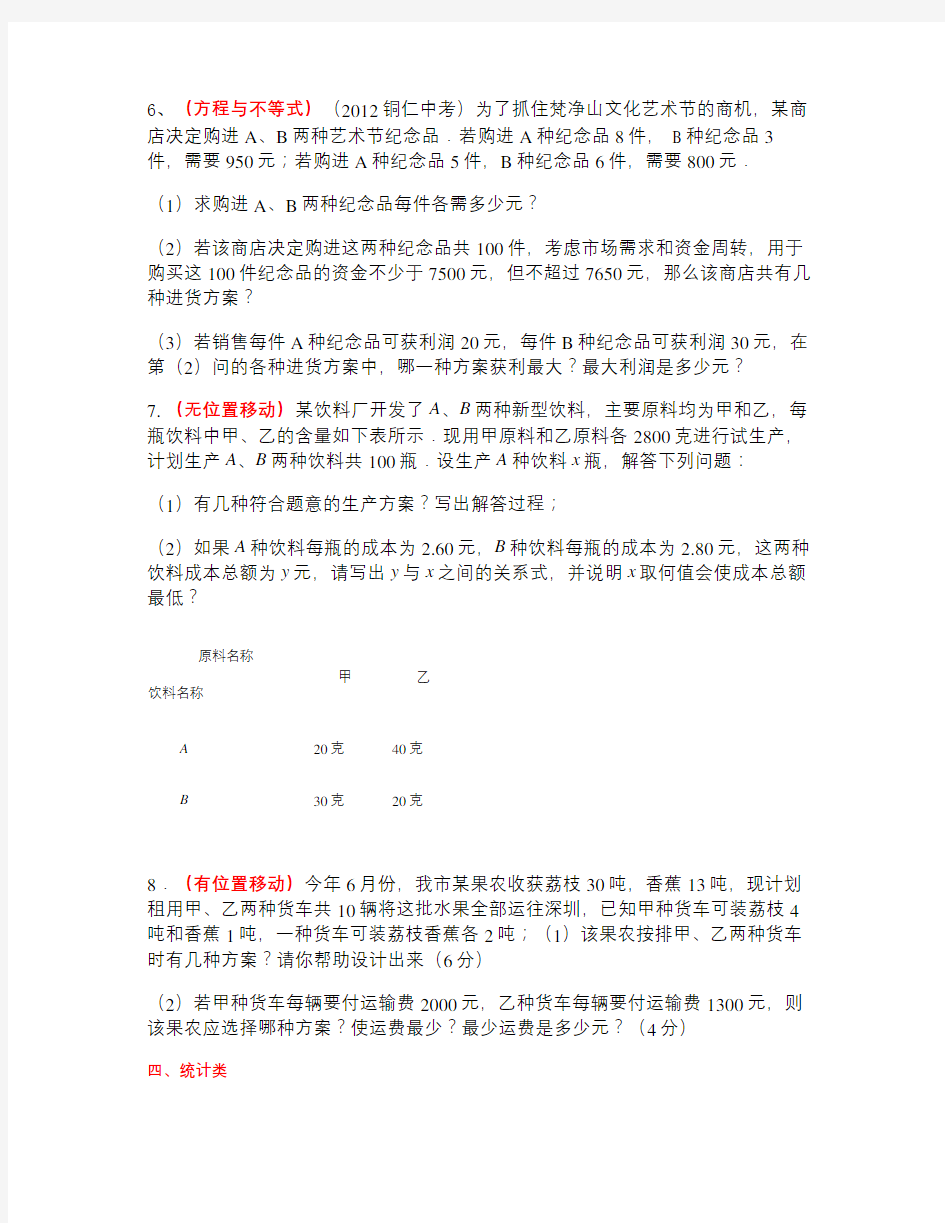 2017中考数学应用题专题复习