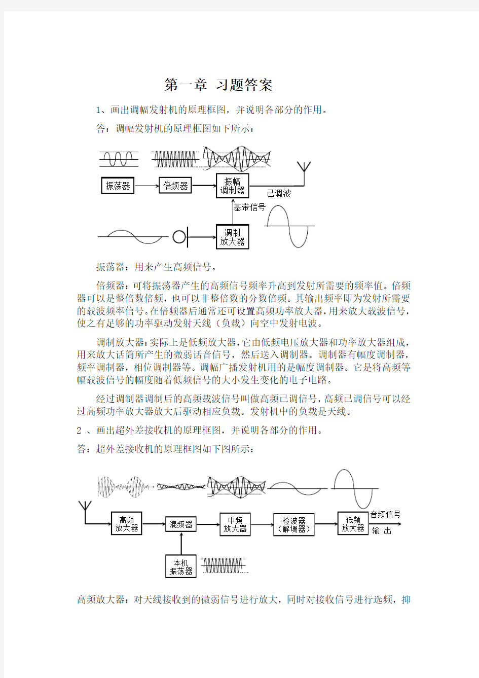 通信电子线路练习题题库及答案