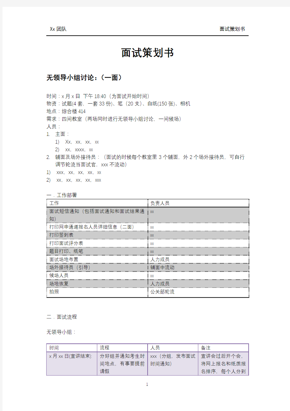 企业面试流程策划书