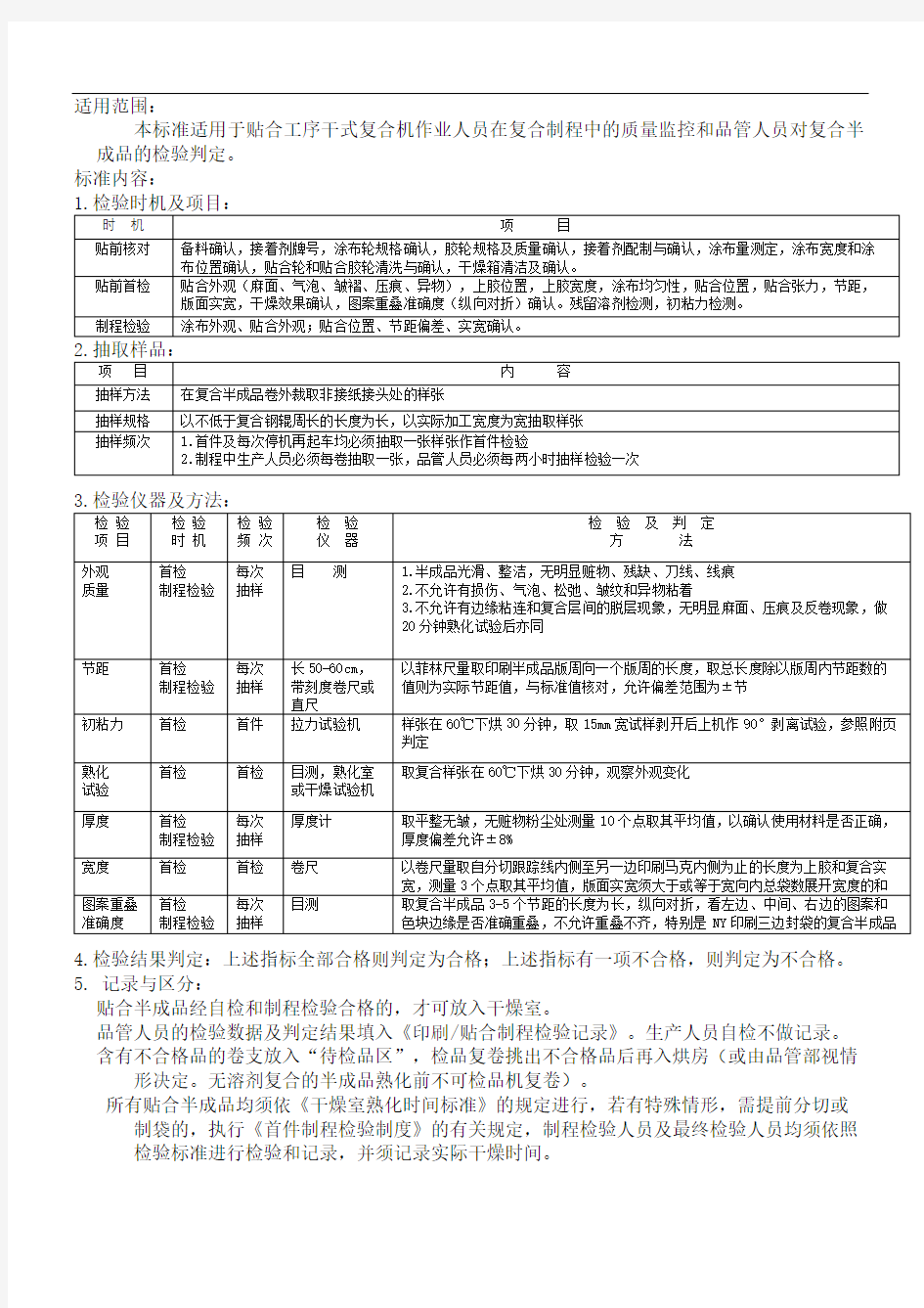 复合制程检验标准QCQS