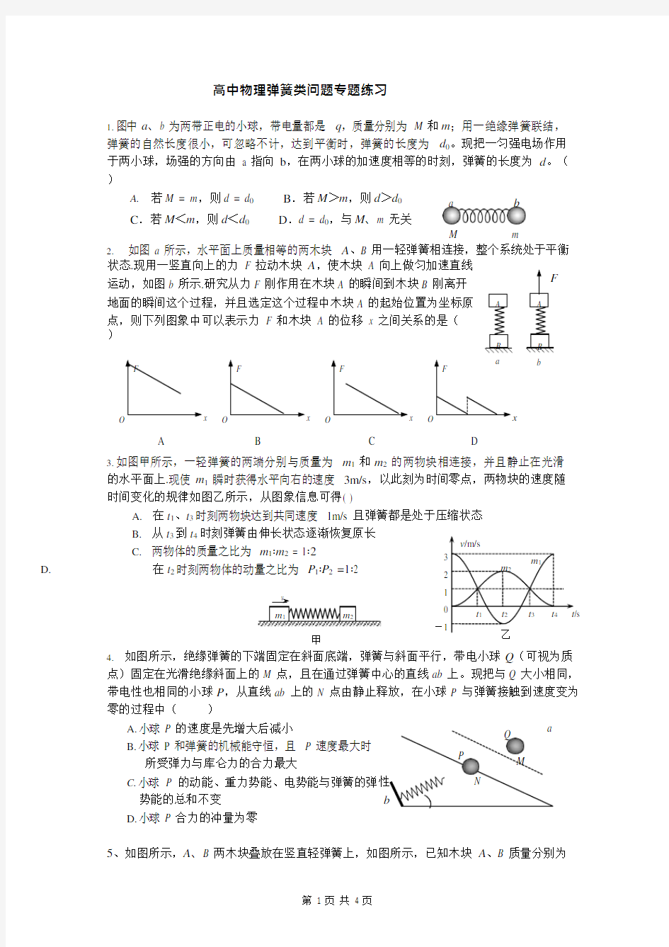 (完整)高中物理弹簧类问题专题练习(经典总结附详细答案),推荐文档